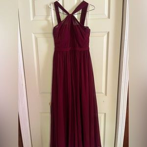 Azazie Jacey bridesmaid dress in Cabernet. Size A4.